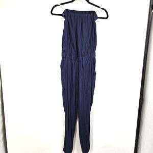 Lilly Pulitzer Women Emiko Strapless Jumpsuit Size XS Pockets In True Navy